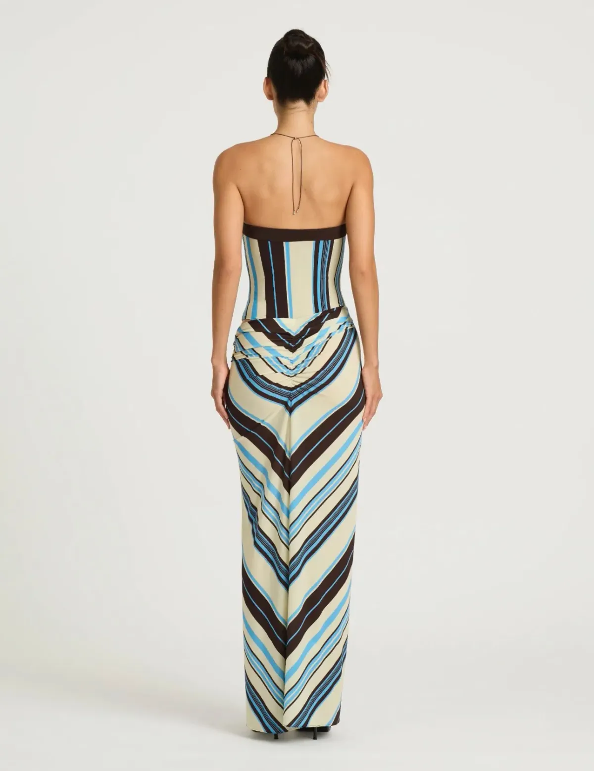Benni Rumi Strapless Maxi Dress in Ocean Stripe Size 6 - Image 4