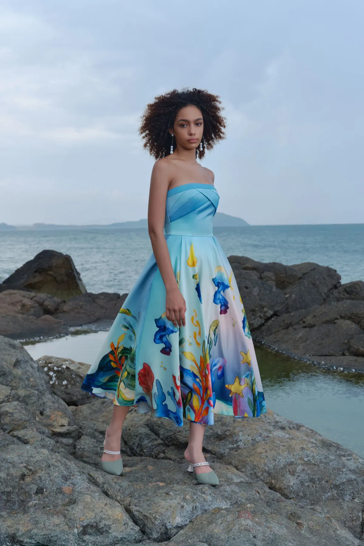 Justin Tong Aquarelle Midi Dress Multi Size 16 - Image 8