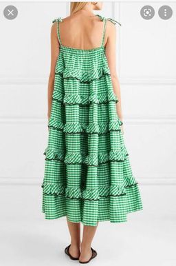 Innika Choo Green Gingham Scallop Dress  for rent on The Volte - image 2