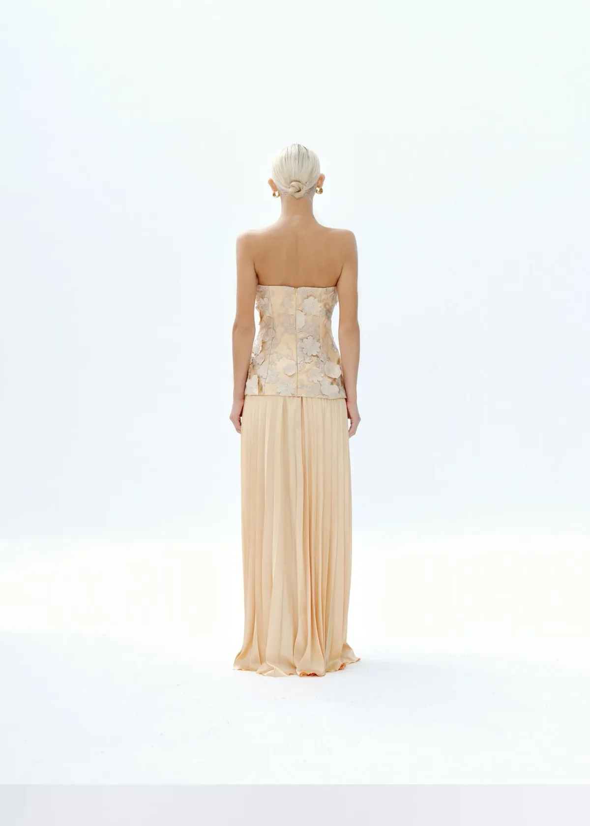 Justin Tong Cascade Pleated Gown Size 10 - Image 7