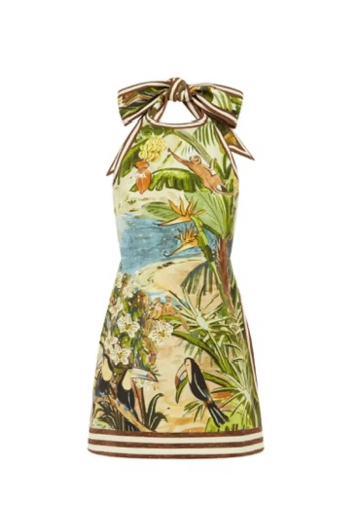 Alemais Toucan Tango Halter Mini dress Cream and Brown Size 10 - Image 4
