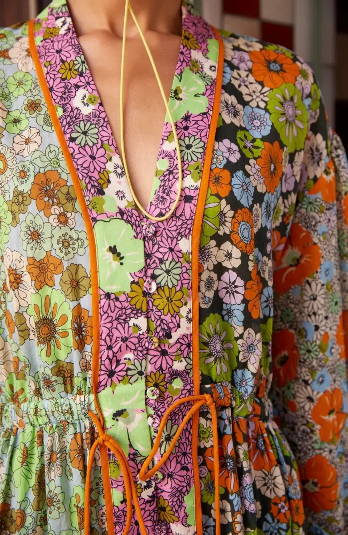 Alémais Orange Blossom Spliced Midi Dress Size 14AU - Image 4
