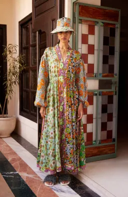 Alémais Orange Blossom Spliced Midi Dress Size 16AU for rent on The Volte - image 1