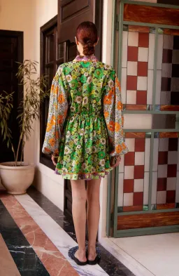 Alémais Orange Blossom Spliced Mini Dress Size 14AU for rent on The Volte - image 3
