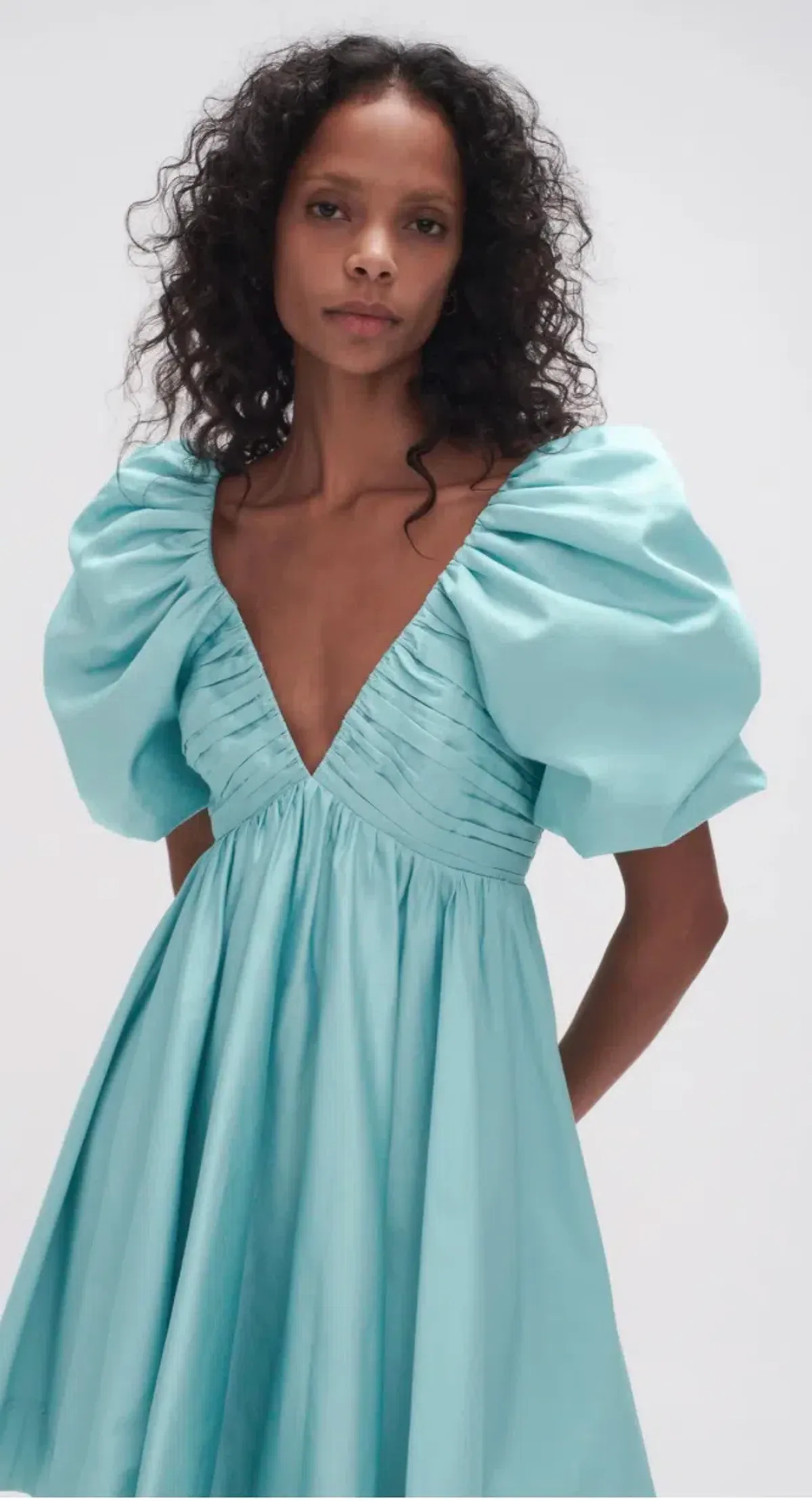 Aje - Gabrielle Plunge Mini Dress Spearmint Blue - Size 6 - Image 1