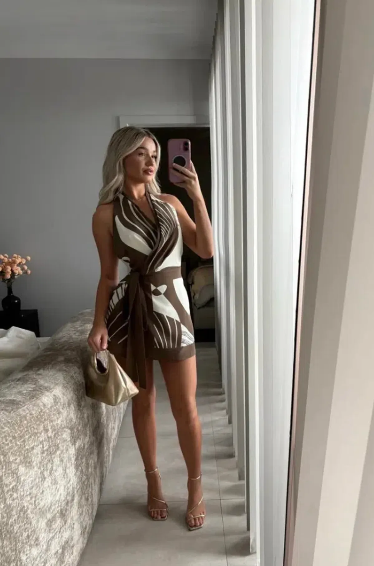 ALMARA WRAP HALTER MINI DRESS | SIZE 12 - Image 1