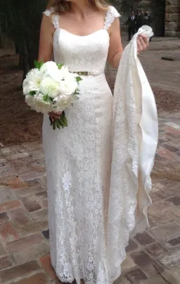 Maggie Sottero “Trinity” Wedding Dress in Champagne, Size 10 for rent on The Volte - image 4