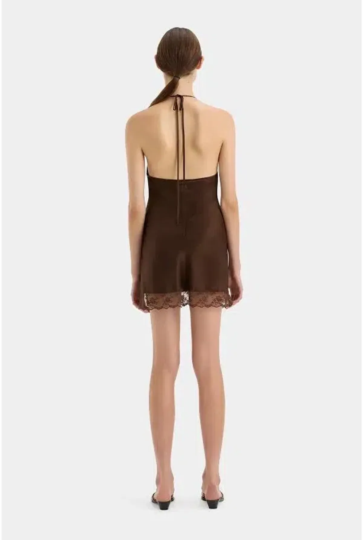 SIR THE LABEL ARIES HALTER MINI DRESS CHOCOLATE SIZE 1 / AU 8 - Image 3
