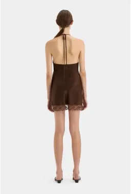 SIR THE LABEL ARIES HALTER MINI DRESS CHOCOLATE SIZE 1 / AU 8 for rent on The Volte - image 3
