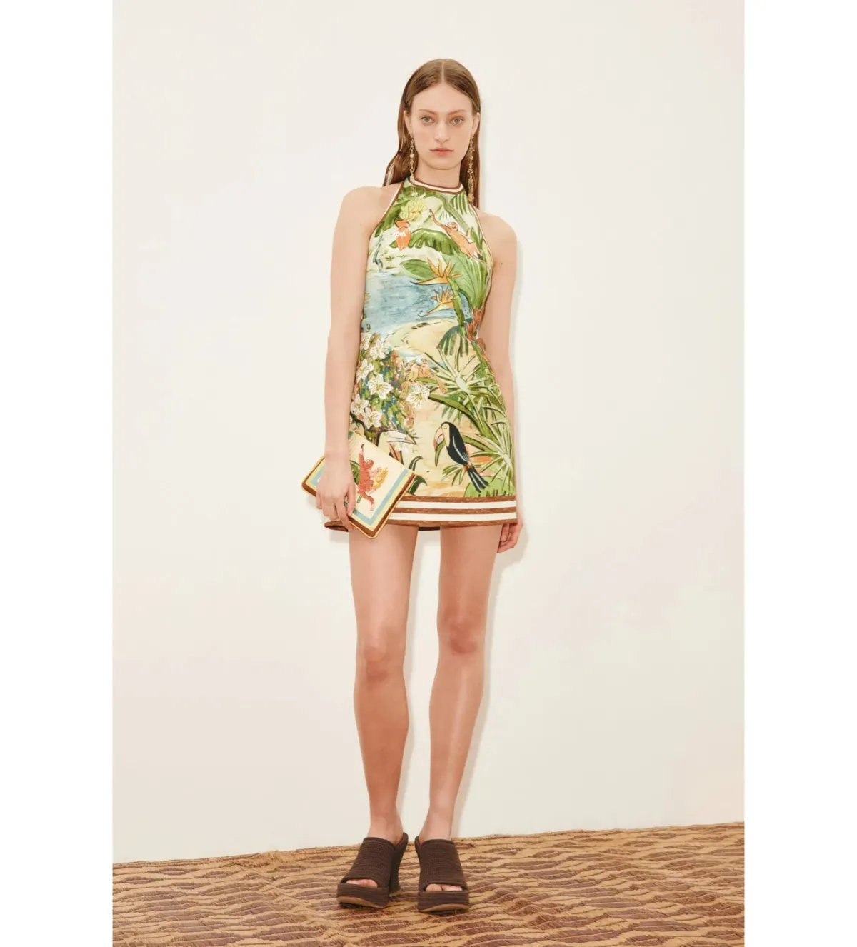 Alemais Toucan Tango Halter Mini Dress Multi Print Size AU 8 - Image 1