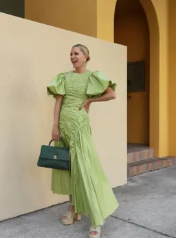 Aje Siren Drawstring Midi Dress Green Size 6 for rent on The Volte - image 1
