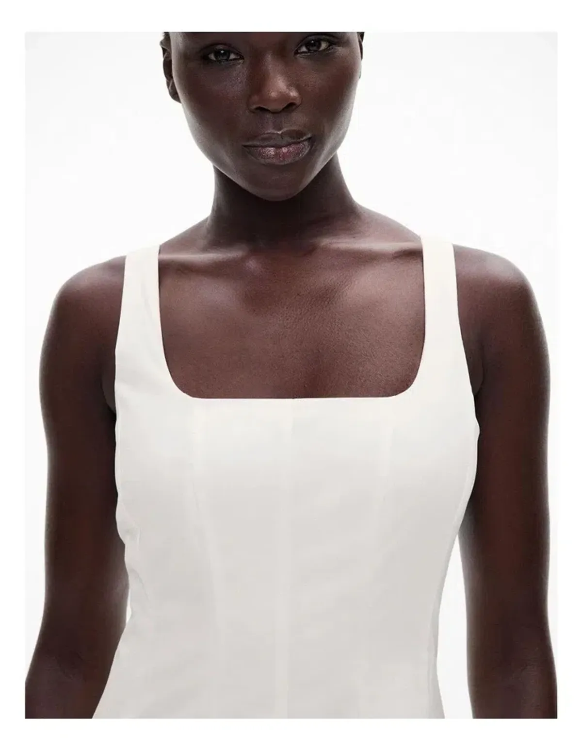 Witchery Seam Detail Midi Dress Fresh White Size S/AU 8 - Image 3