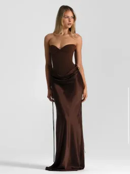 Natalie Rolt Verity Bustier + Evelyn Maxi in Espresso Size0/AU 6 for rent on The Volte - image 1