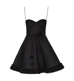 Zimmermann Luna Ruffle Mini Dress Black Size 0 AU 8 for rent on The Volte - image 1