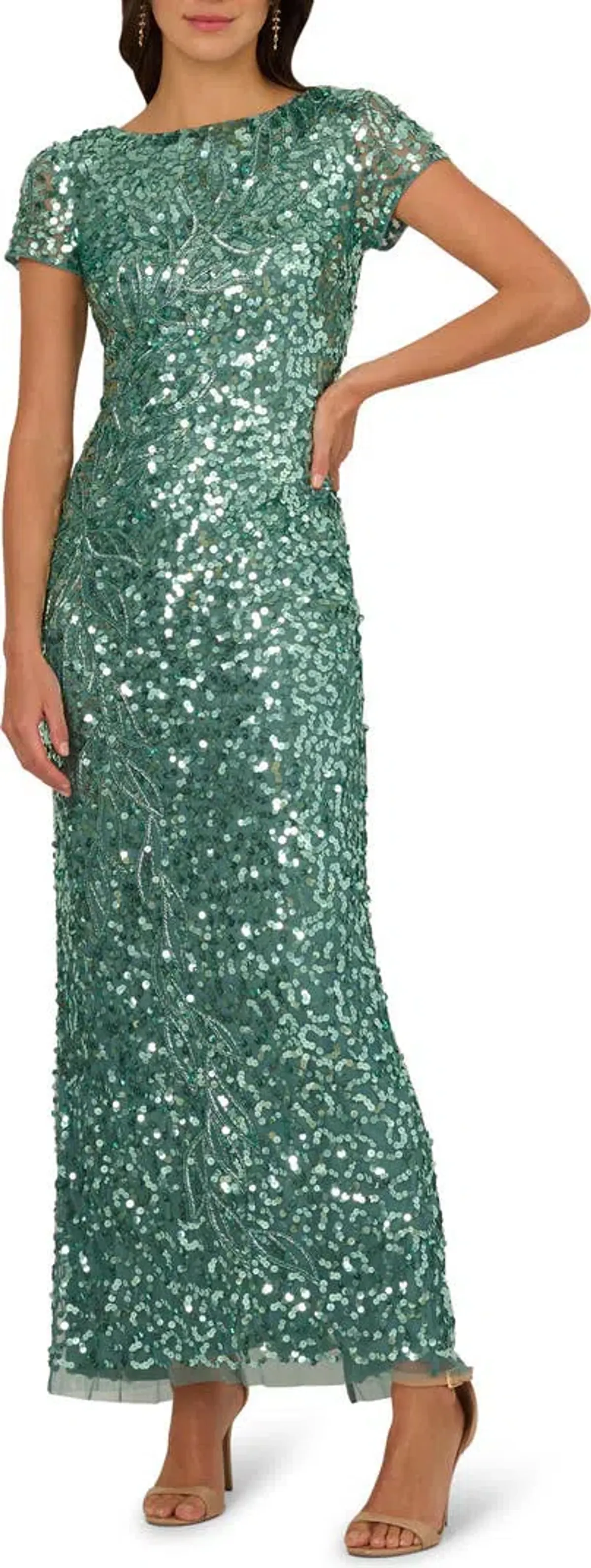 Adrianna Pappell size 18 sequin mesh gown - Image 1