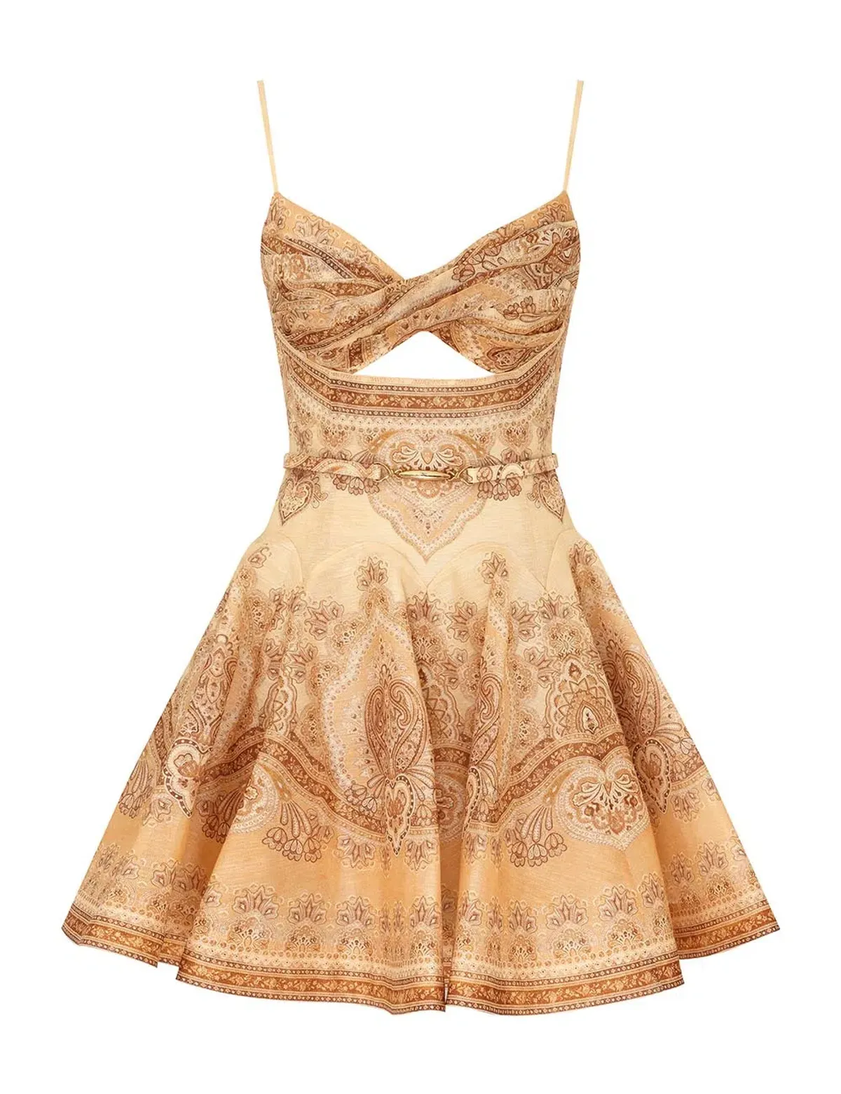 Zimmermann Luna Twist Mini Dress in Tan Perla Paisley Size 0 / AU 8 - Image 1