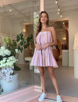 Steele Ariana Swing Dress Sunset Stripe Size  Small for rent on The Volte - image 1