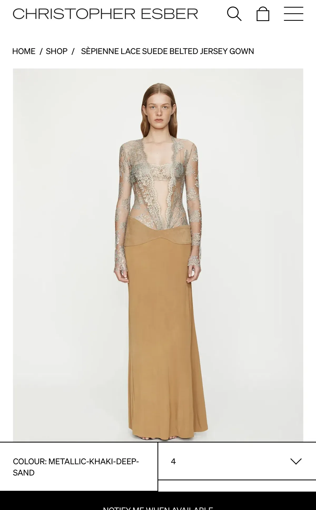CHRISTOPHER ESBER - Sèpienne Lace Suede Belted Gown - Image 2