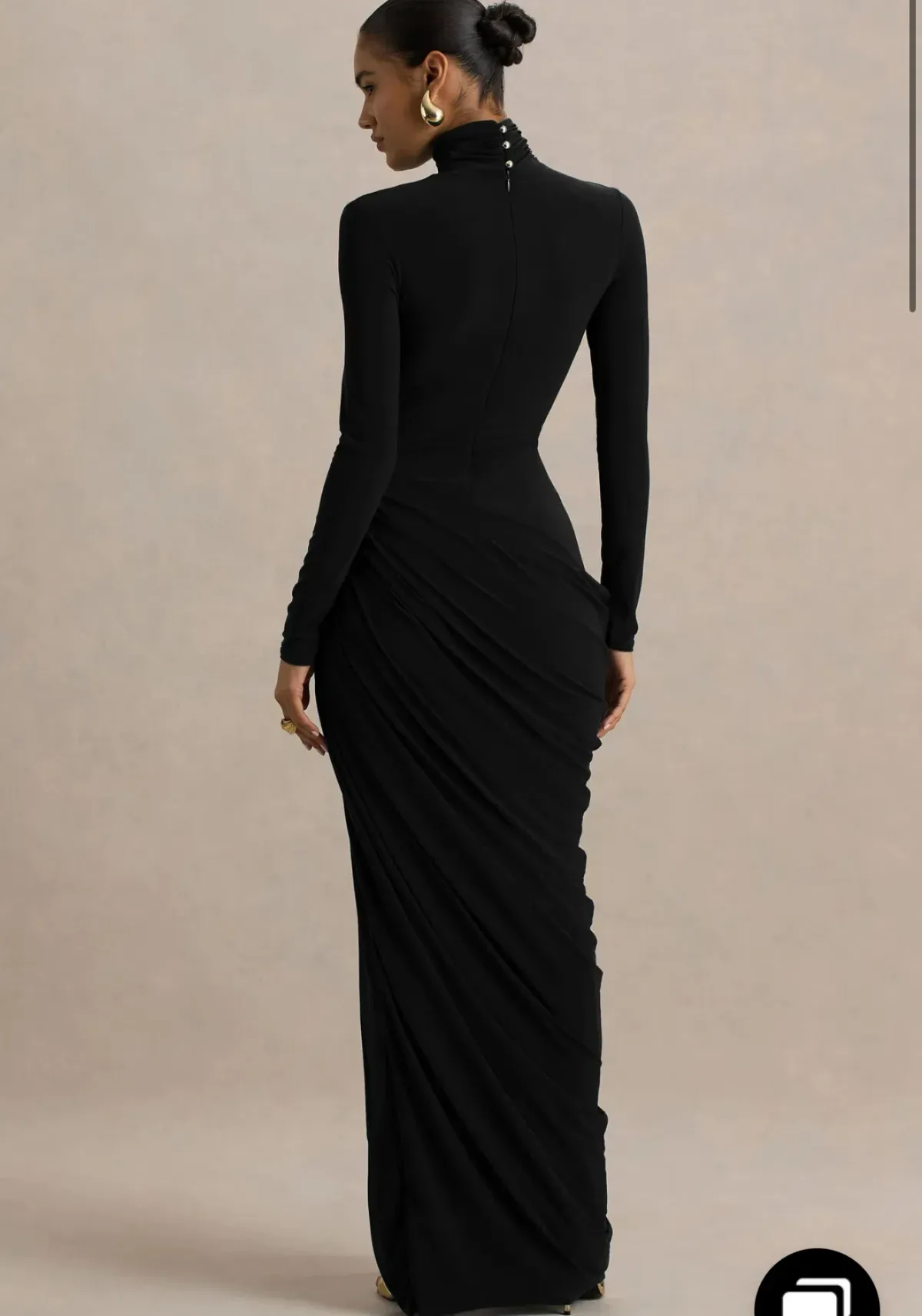 Club L London Betsy Black High-Neck Maxi Dress With Front Split And Ruched Detailing size 8 - Image 3