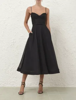 ZIMMERMANN Luna Structured Midi Dress Black s0 for rent on The Volte - image 1