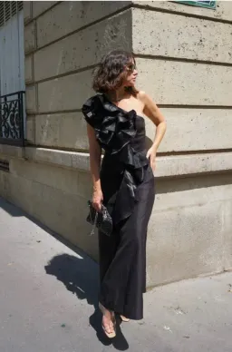 ADELIA RUFFLE MIDI DRESS | BLACK for rent on The Volte - image 3