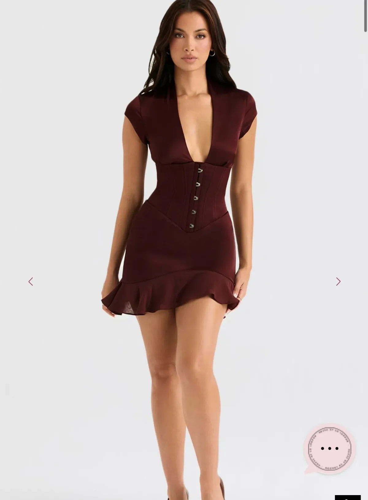 House of CB Wine Ruffle Corset Dress - Image 2