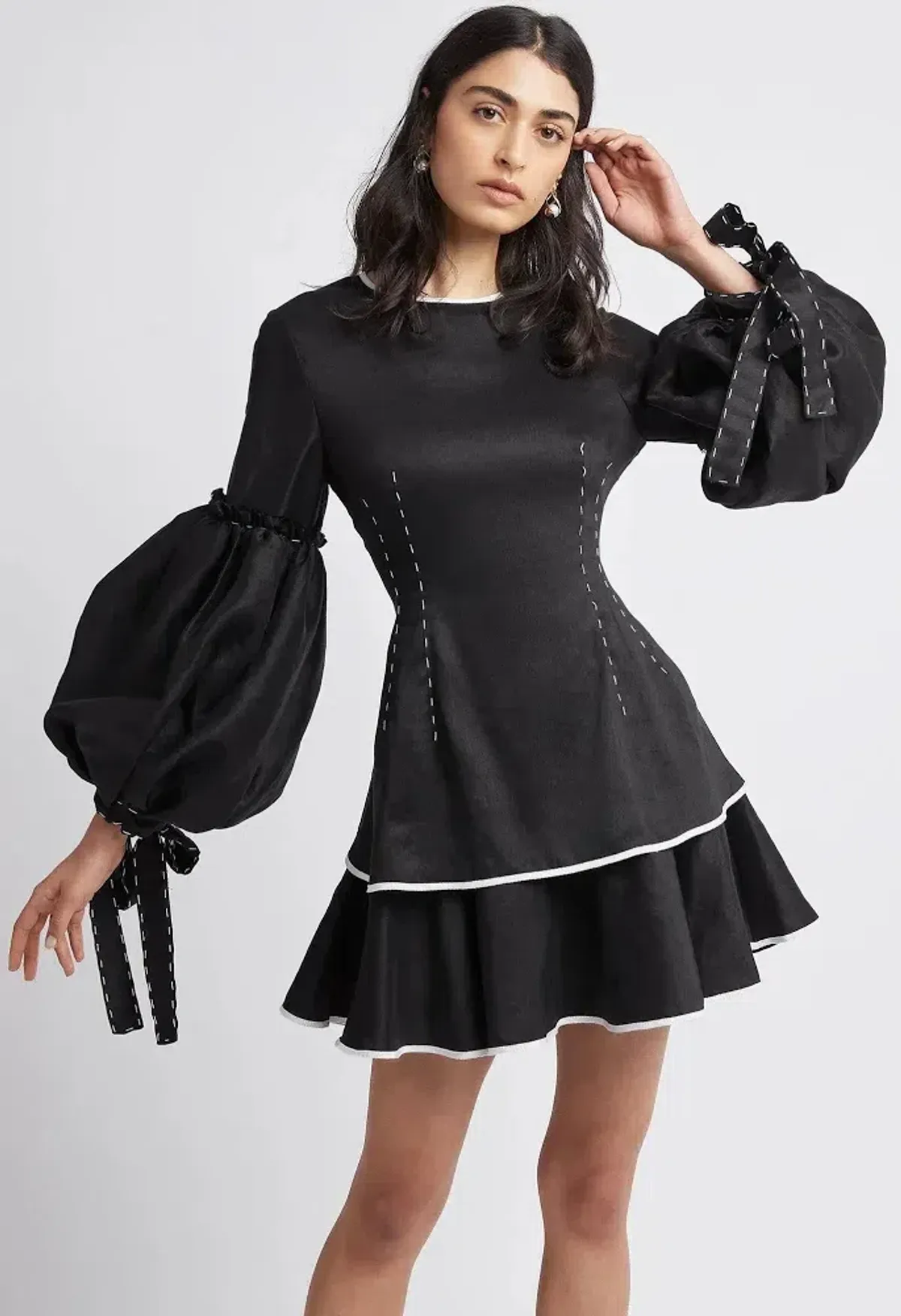 Aje Gracious Tiered Mini Dress Black size 8 - Image 1