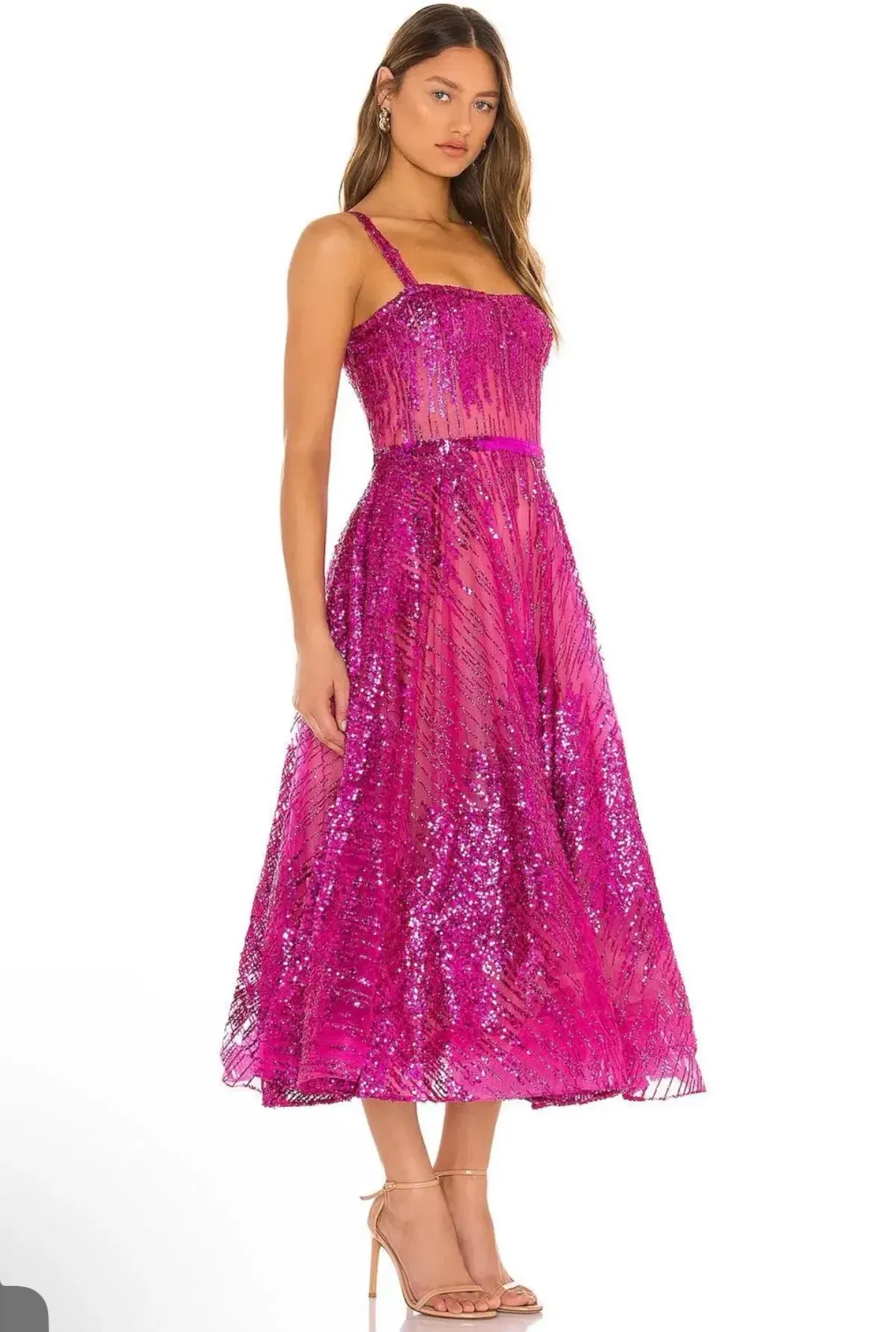BRONX AND BANCO FUCHSIA MADEMOISELLE MIDI DRESS PINK - Image 1