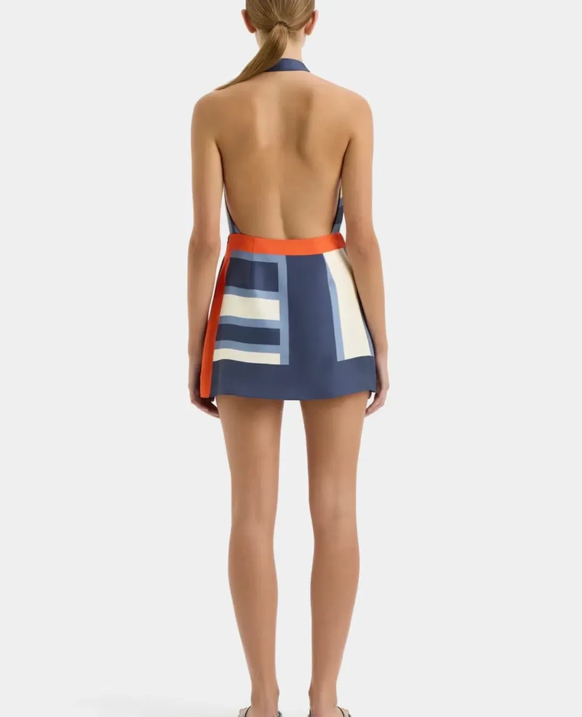 SIR the Label dazed wrap halter mini dress in studio print size 10 - Image 4