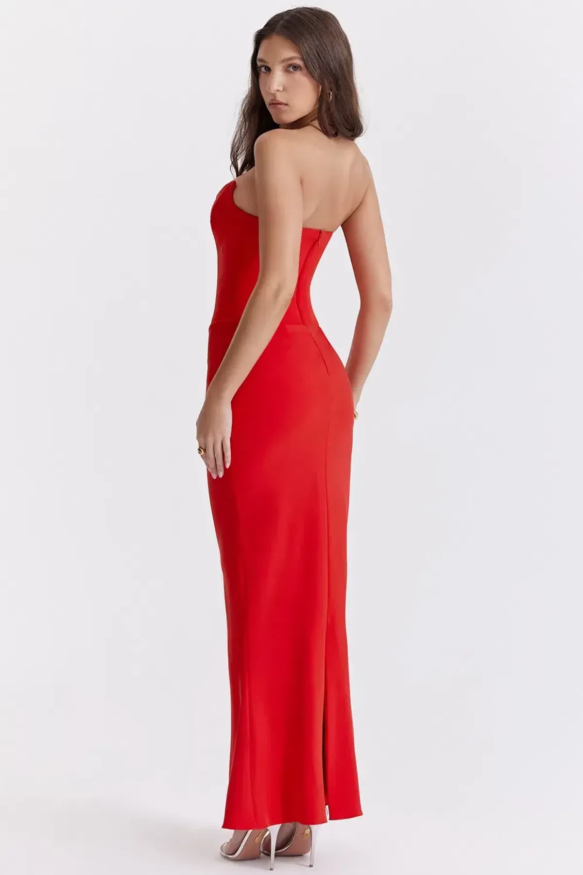 House of Cb Tamara strapless maxi dress cherry red size 10 - Image 3