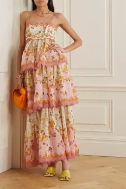Zimmermann Laurel Frill Midi Dress Floral Size 1 / AU 10 for rent on The Volte - image 1