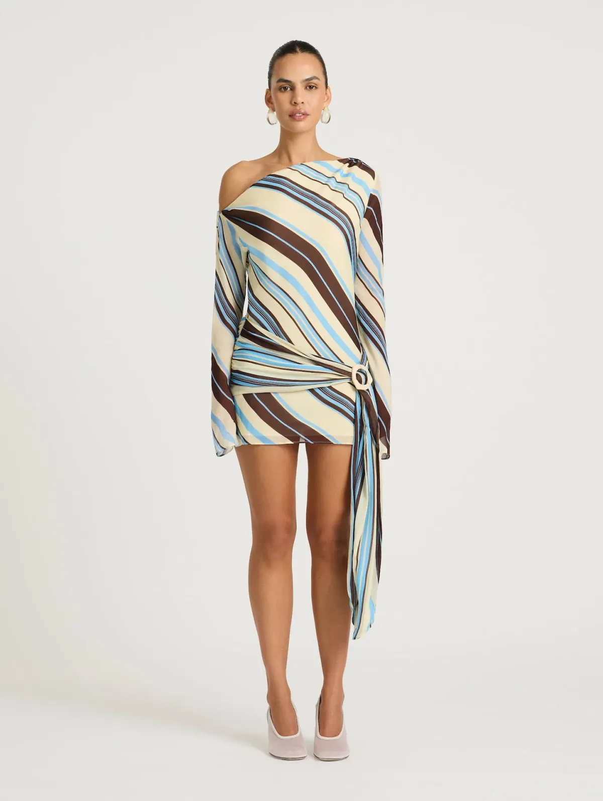 Benni Elise Mini Dress in Ocean Stripe Print Size 8 - Image 1