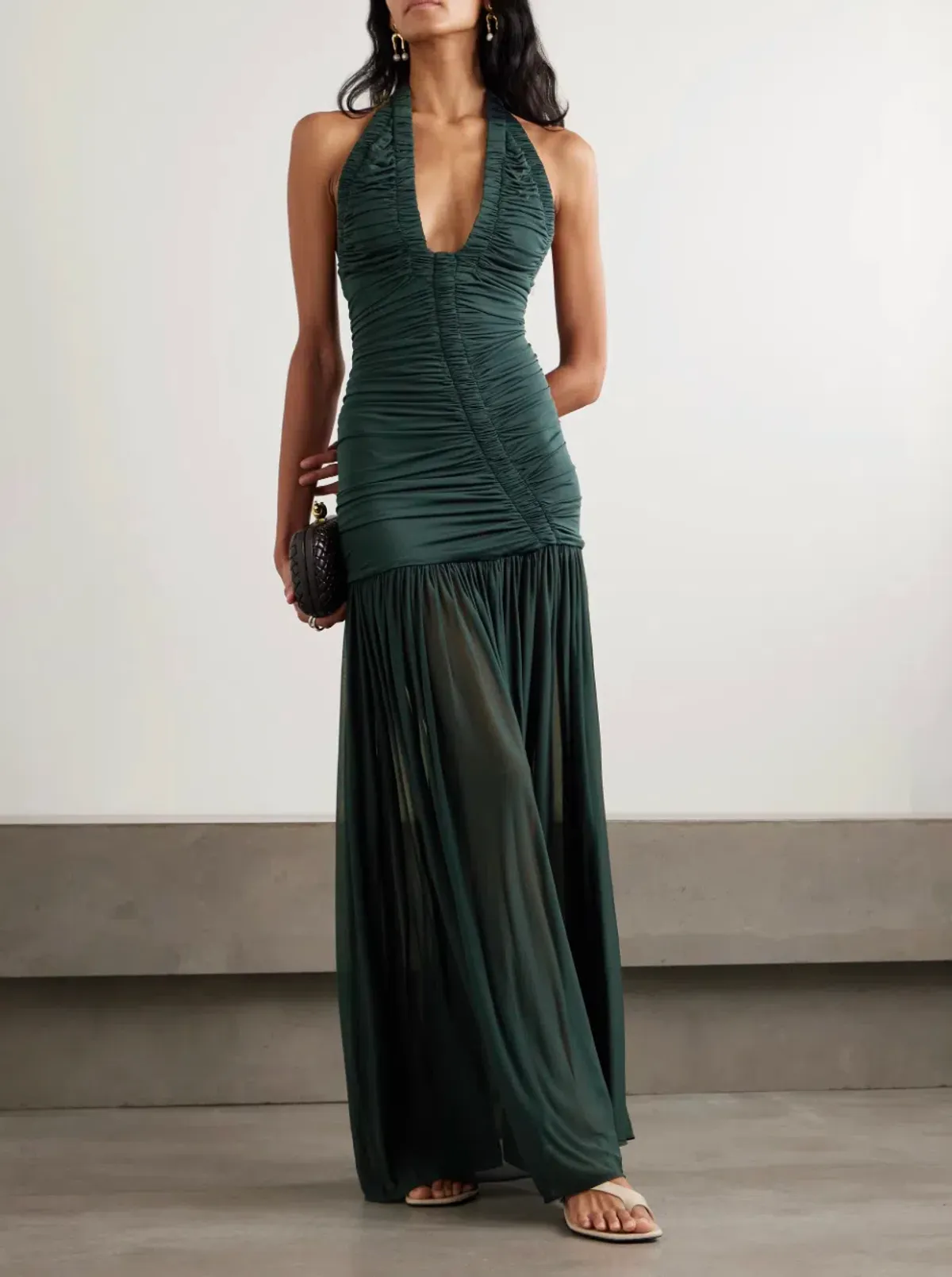 Christopher Esber Orion open-back ruched jersey gown Green AU 8 - Image 1