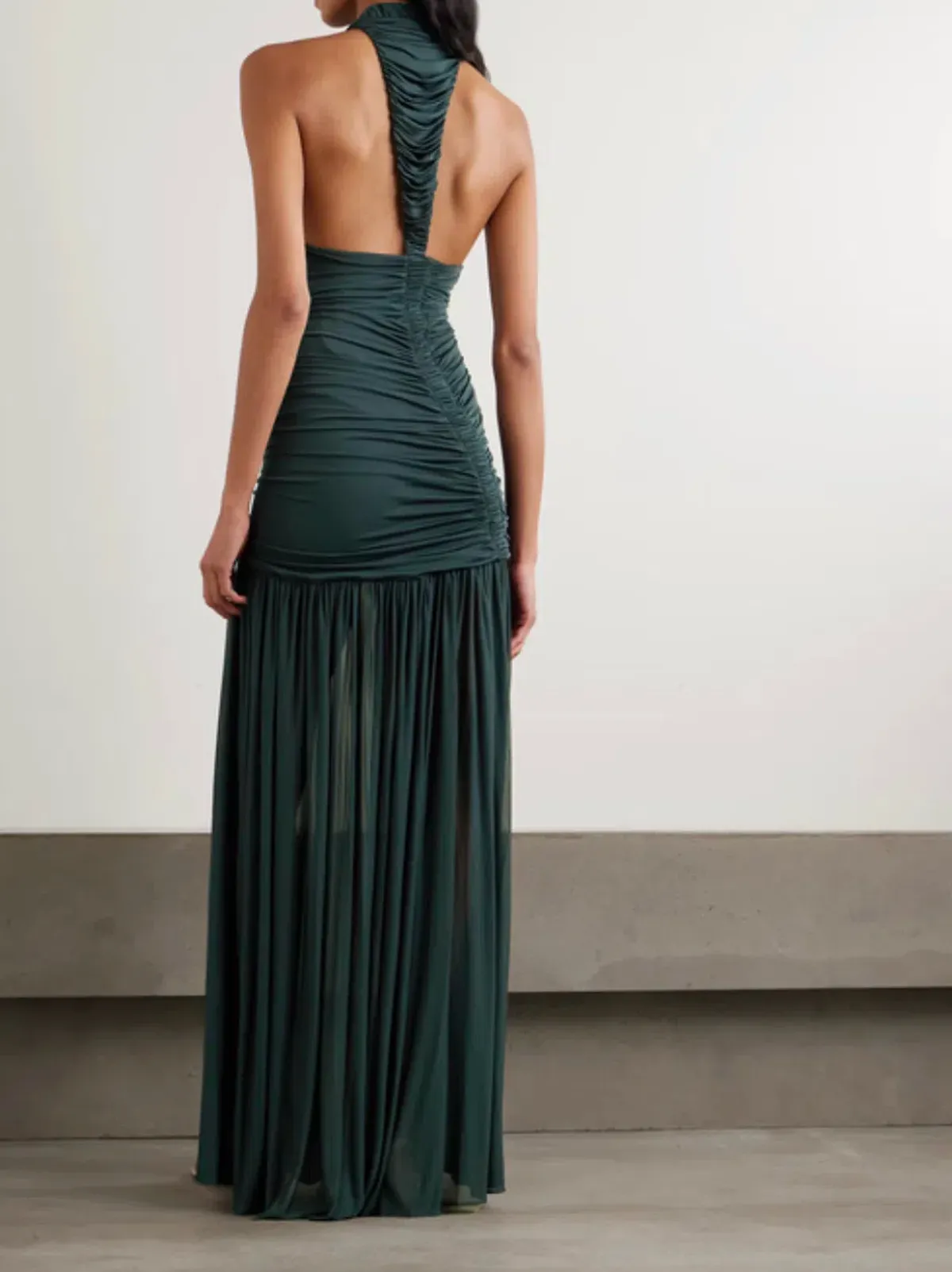 Christopher Esber Orion open-back ruched jersey gown Green AU 8 - Image 2