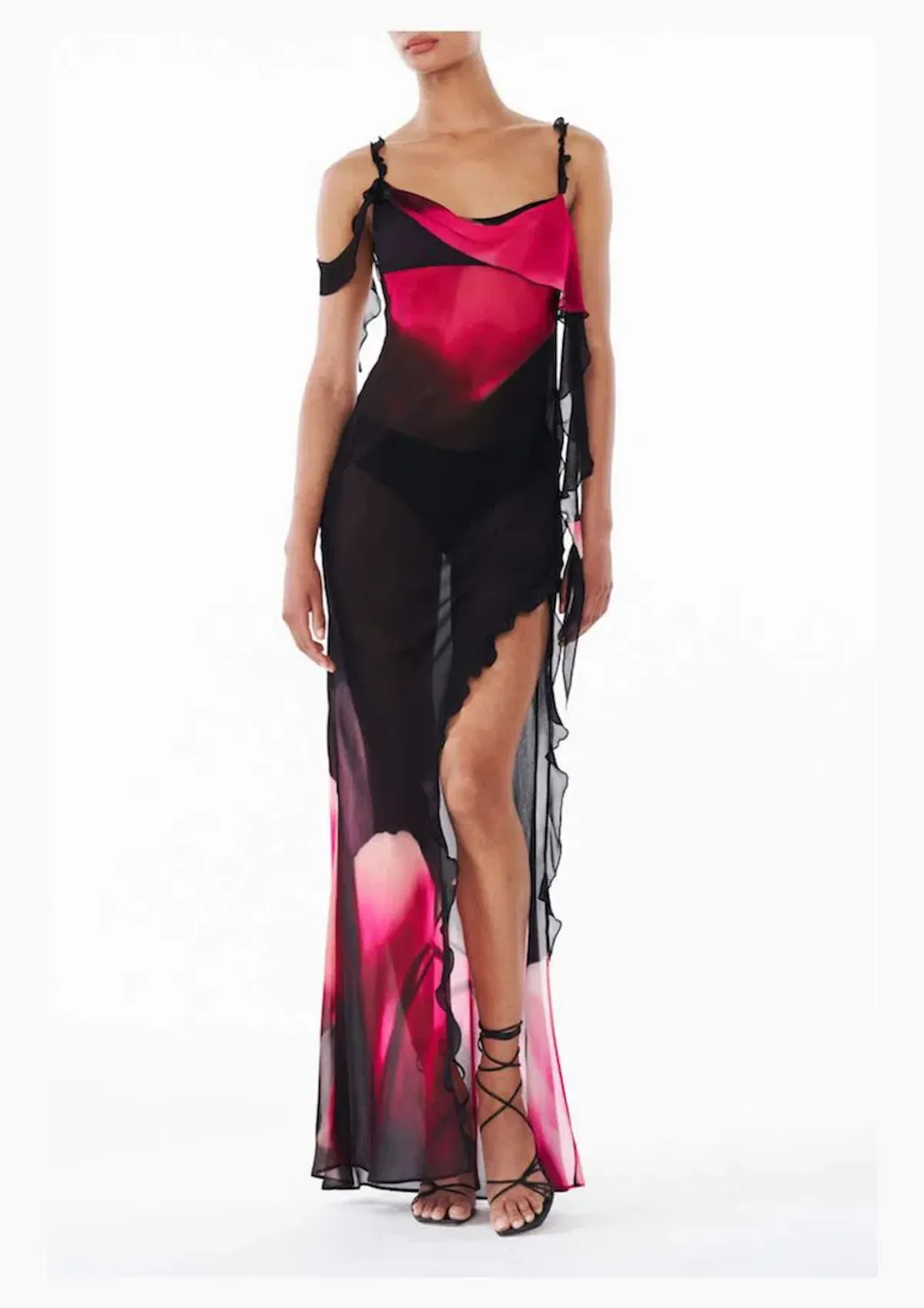 Rat & Boa Aurelia Maxi Dress Black/Tulip Print Size S / AU 8 - Image 3