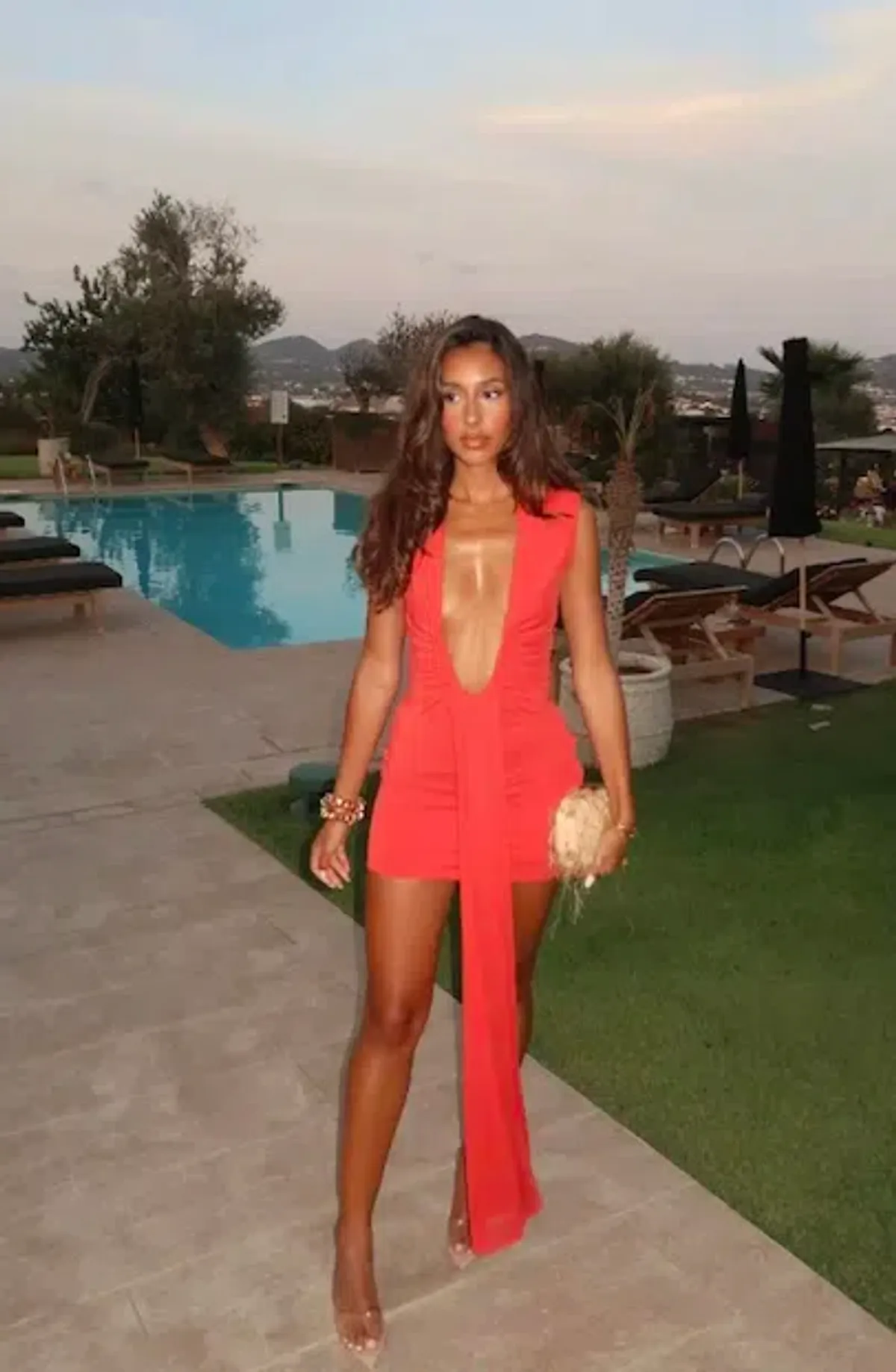 MISHA CUPRO MINI DRESS IN RED SIZE S - Image 1