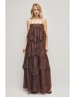 Aje Ophelia Lace Gown in Chocolate Size AU8 for rent on The Volte - image 1