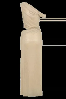 Meshki - Kenny Diamante One Shoulder Maxi Dress - Gold - Size S for rent on The Volte - image 6