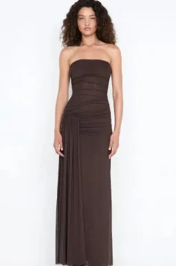 IDA STRAPLESS DRESS | DARK CHOCOLATE - SIZE 10 for rent on The Volte - image 1