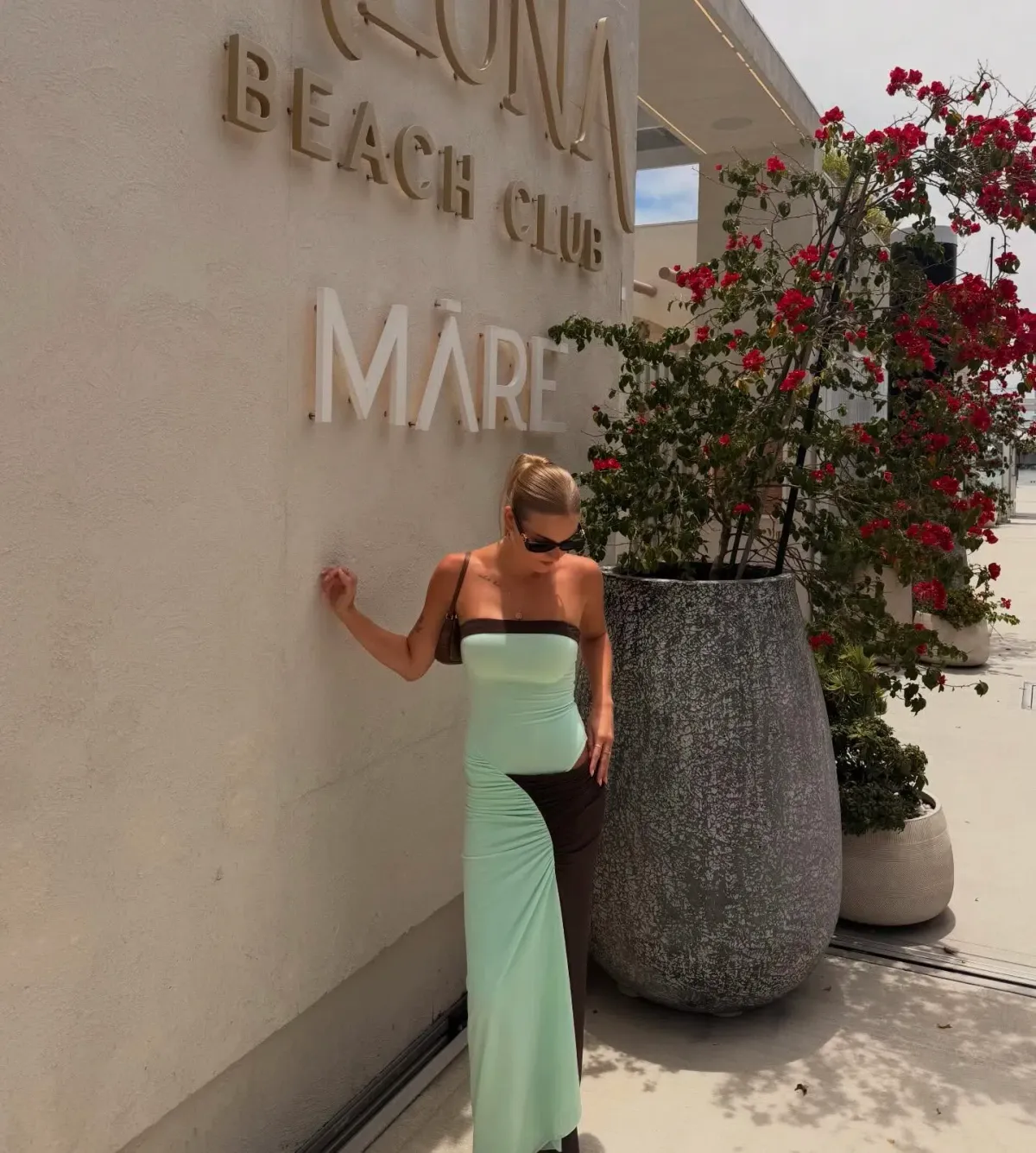 Benni Rumi Strapless Midi Dress Green/Brown Size 8 - Image 1