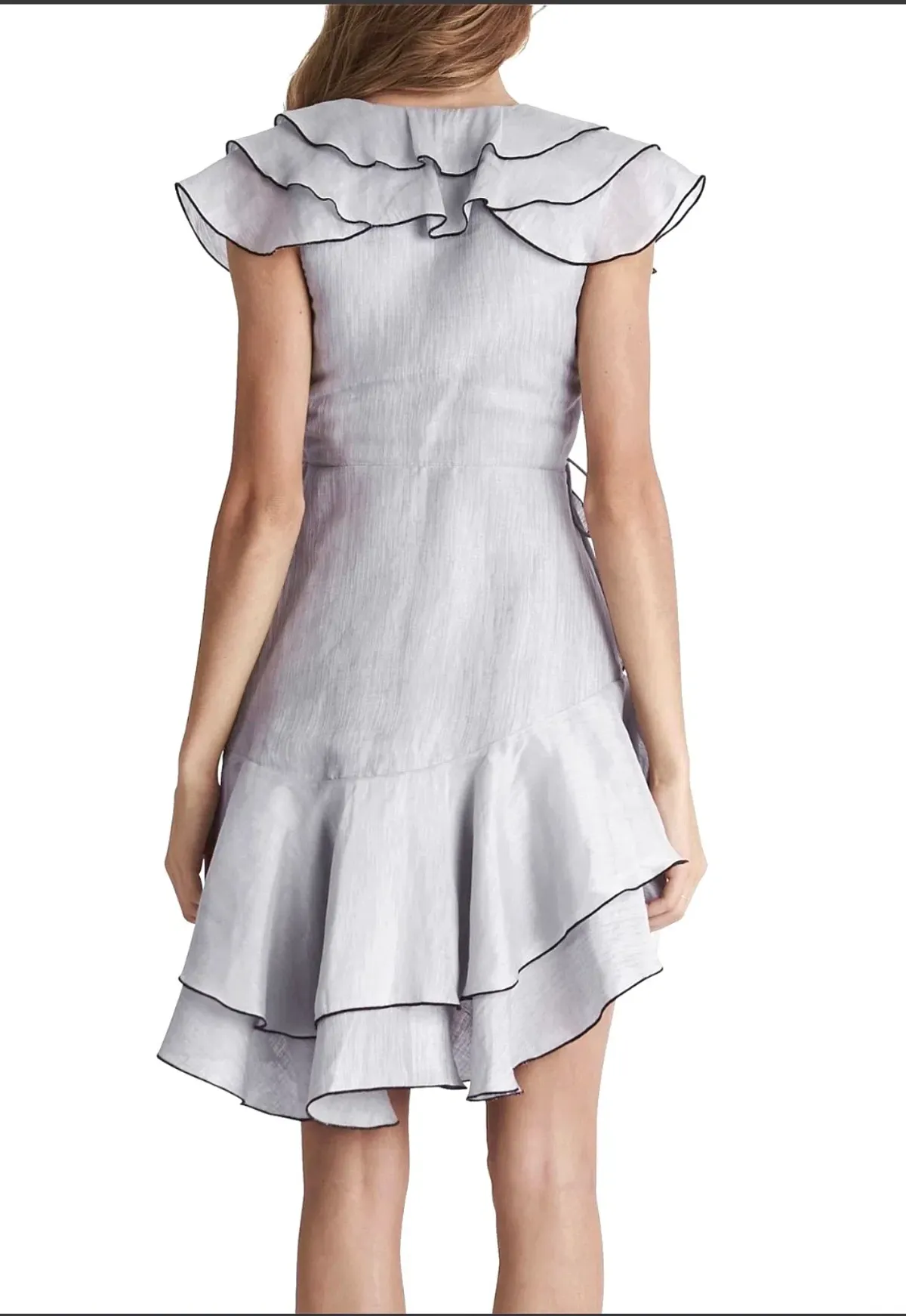 AJE Norburn Wrap Dress,  in Powder Blue with Black Trim. Size 12. - Image 2