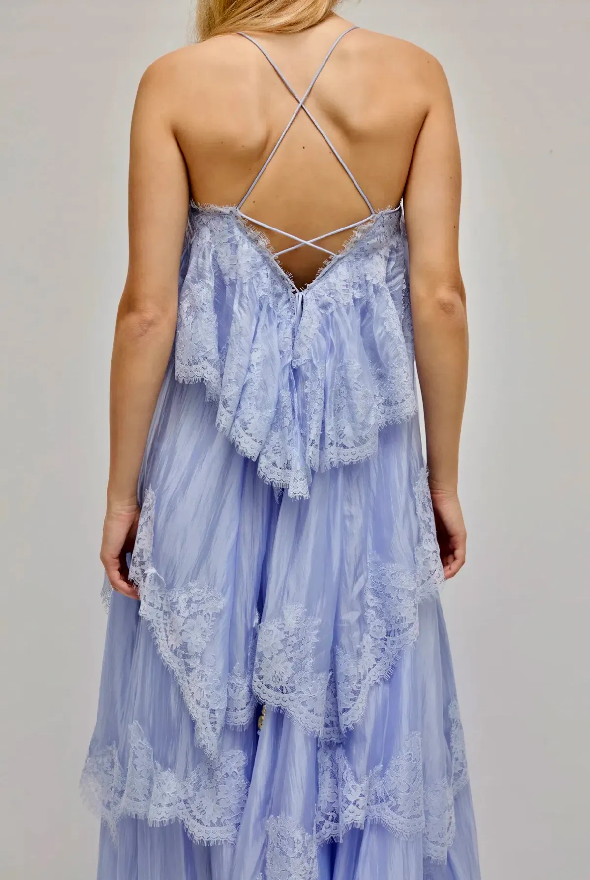 AJE Ophelia Lace Gown size 6 French Blue - Image 3