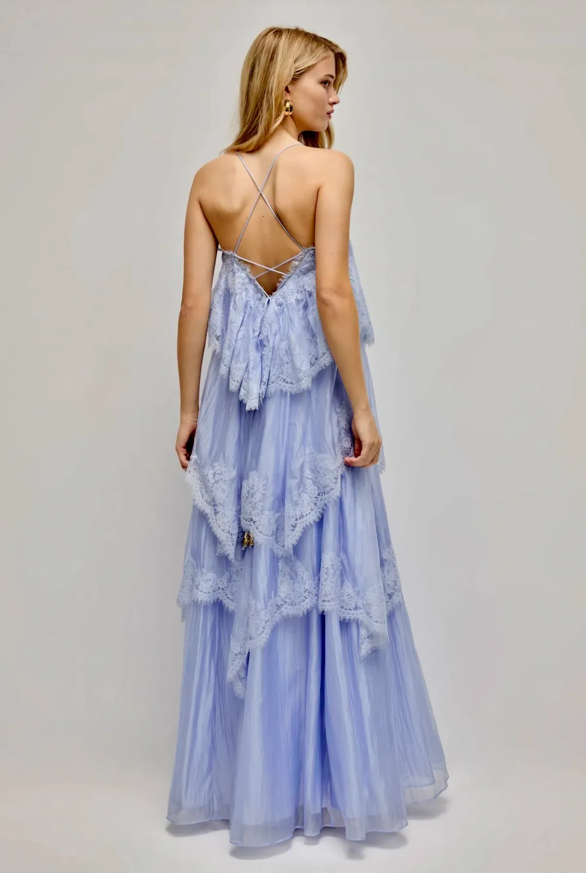 AJE Ophelia Lace Gown size 6 French Blue - Image 2