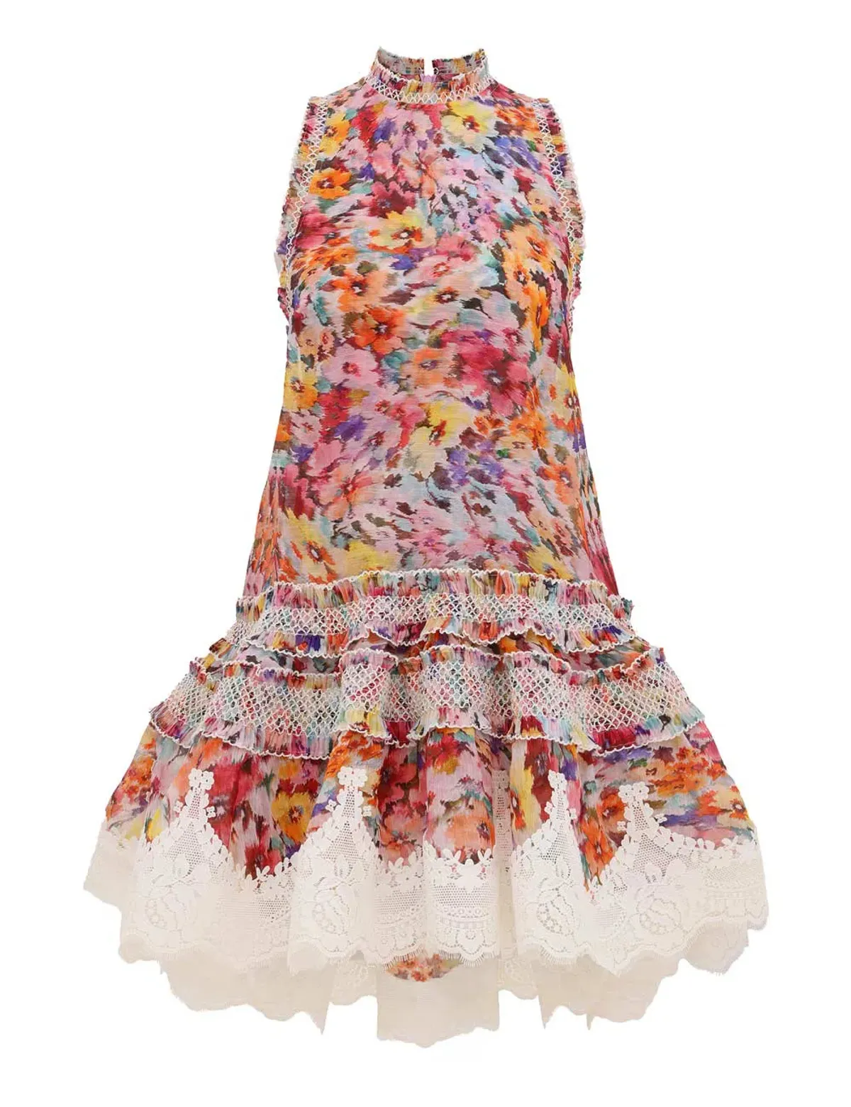 Zimmermann Luna Shirred Lantern Dress Multi Floral Size OP - Image 1