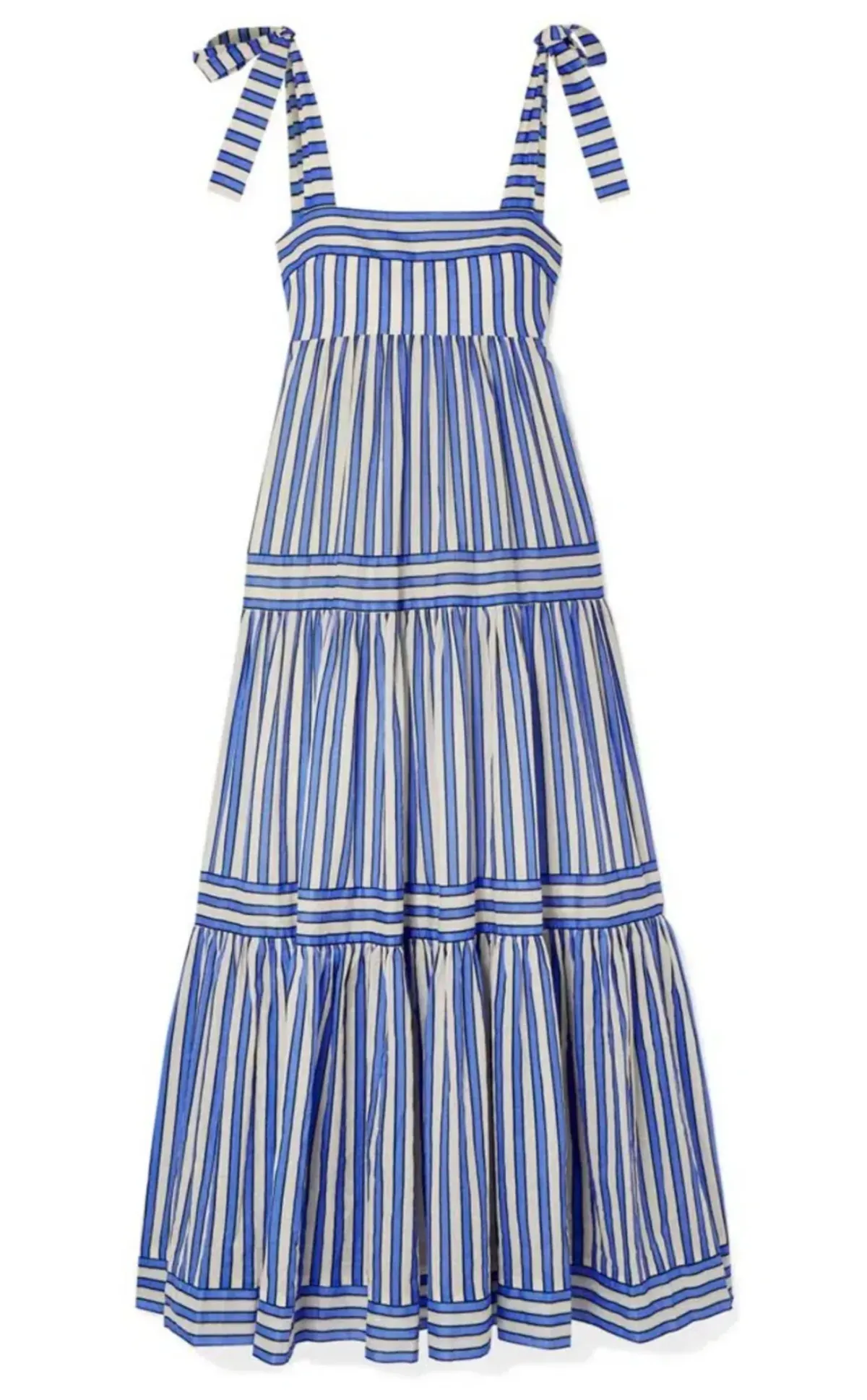 Zimmermann Verity Striped Tiered Maxi Dress in Blue Stripe Size AU12 - Image 2