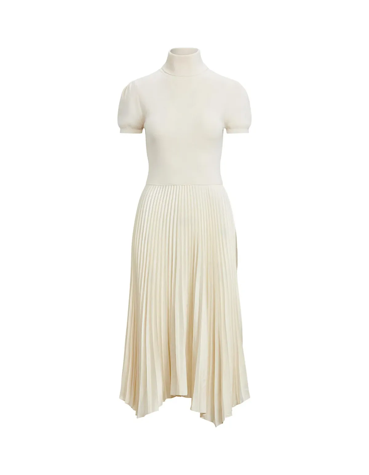 Polo Ralph Lauren Wool & Silk Turtleneck Dress – Puff Sleeves, Midi, Luxury Knit - Image 2