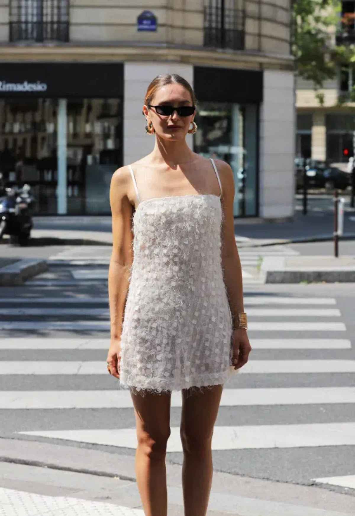 With Harper Lu Shift Mini Dress Sheer Jacquard White Size Small - Image 1