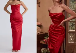 House of CB "ADRIENNE" Red Corset Strapless Gown XS for rent on The Volte - image 1
