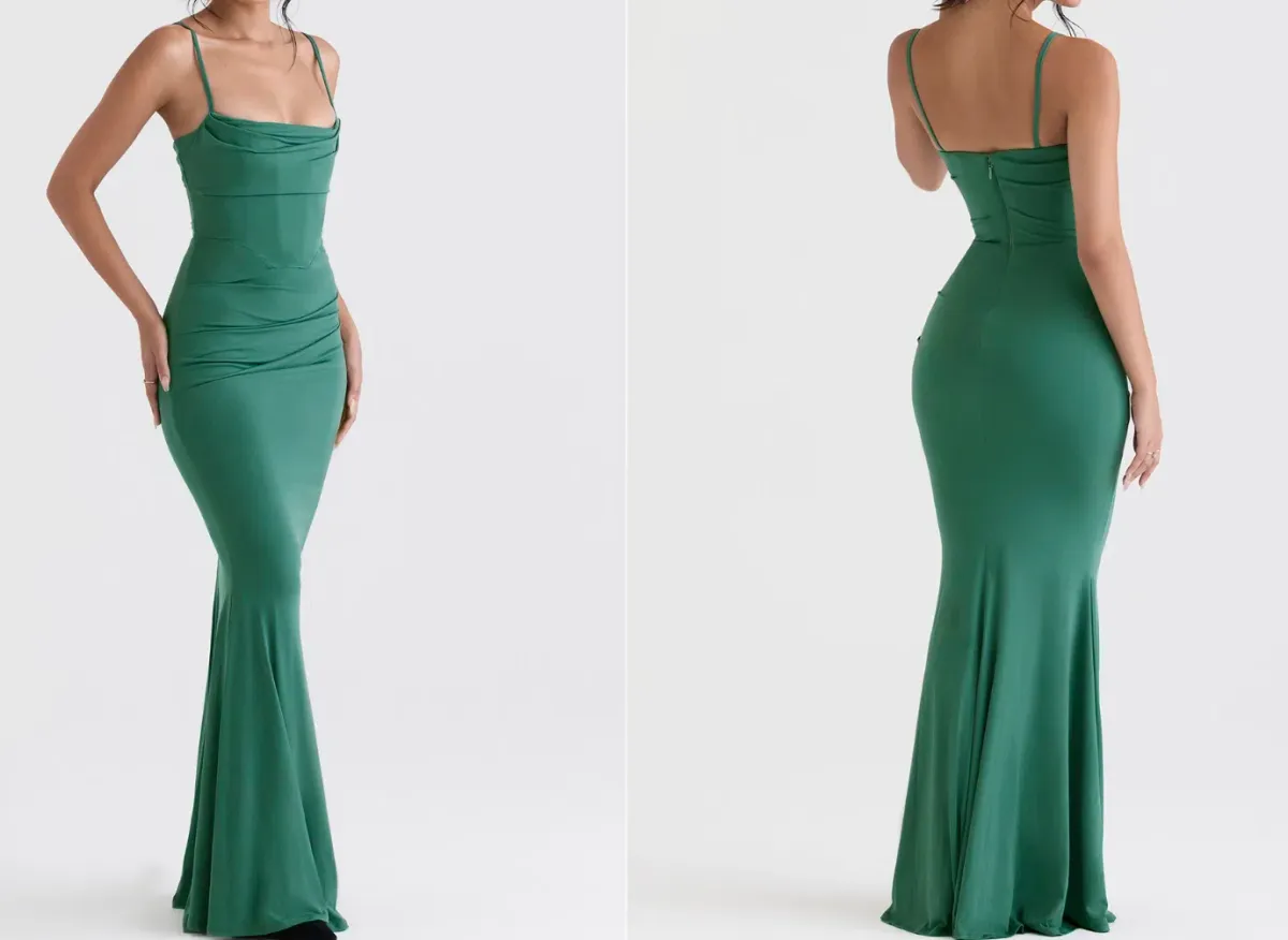 House of CB "MILENA" Forest Green Corset Gown XS - Image 2