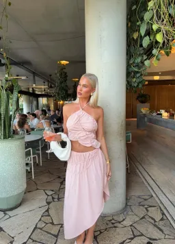 Koster Kulture Fleur Top and Skirt Set in Blush Pink Size XS/ 6 AU for rent on The Volte - image 2